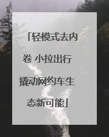 轻模式去内卷 小拉出行撬动网约车生态新可能